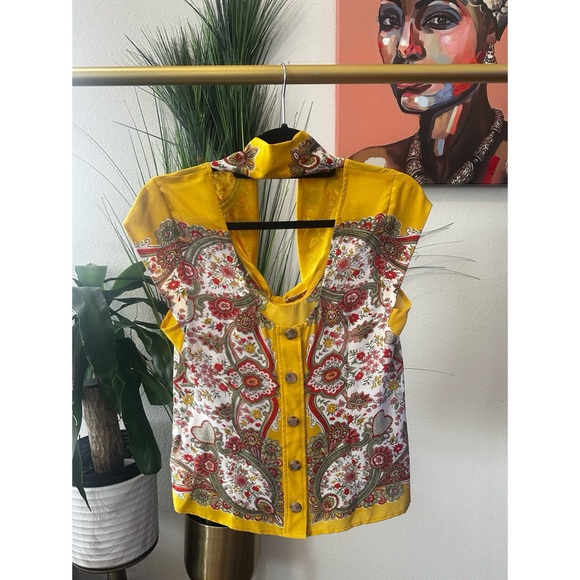 Anthropologie Maeve Scarf-Printed Silk Blouse - Size 4 - Picture 5 of 14